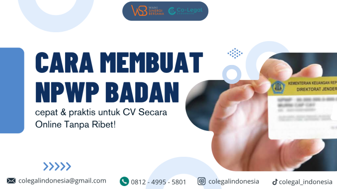cara membuat npwp badan